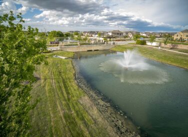 water foundation feature by University Place bridge