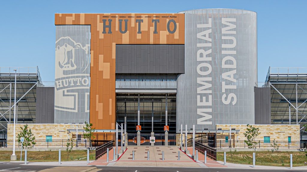 Hutto ISD Memorial Stadium front entrance